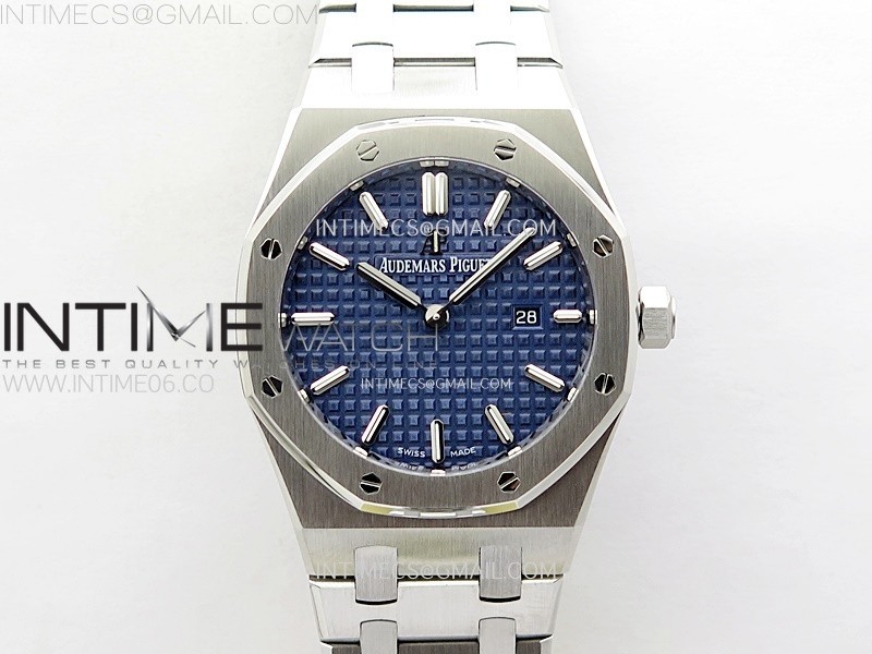 Lady Royal Oak 33mm 67651 SS ZF 11 Best Edition Blue Textured Dial on SS Bracelet RONDA Quartz