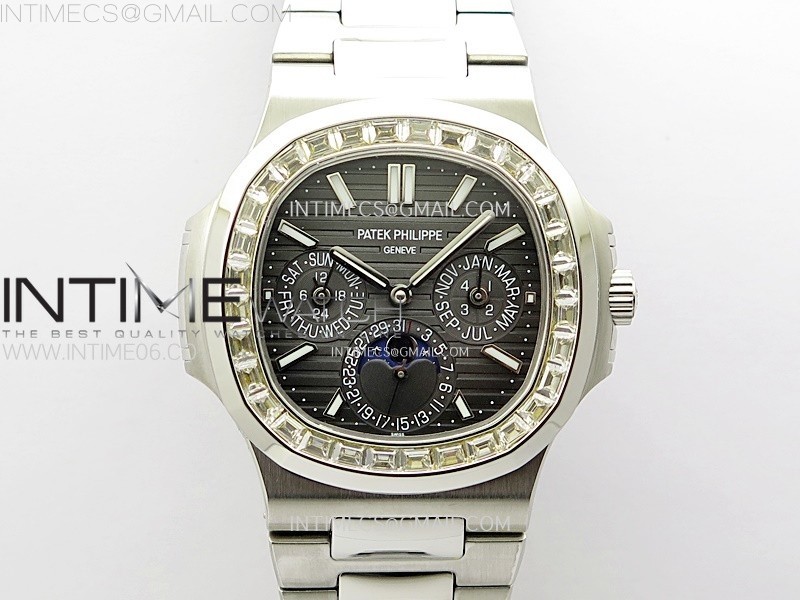 NAUTILUS 5740 T DIAMONDS BEZEL SS TWF BEST EDITION GRAY DIAL ON SS BRACELET A240