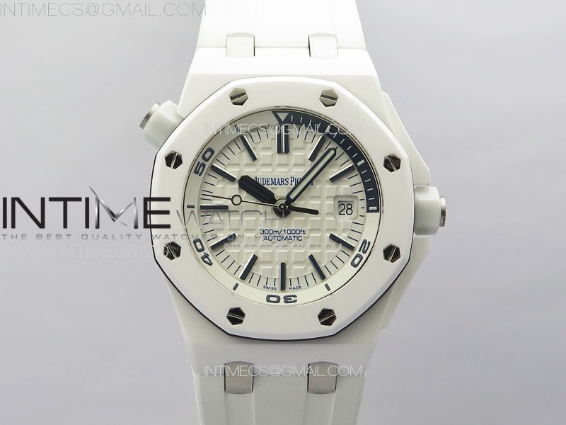 Royal Oak Offshore Diver 15707 White Ceramic APSF 11 Best Edition SA3120 Super Clone