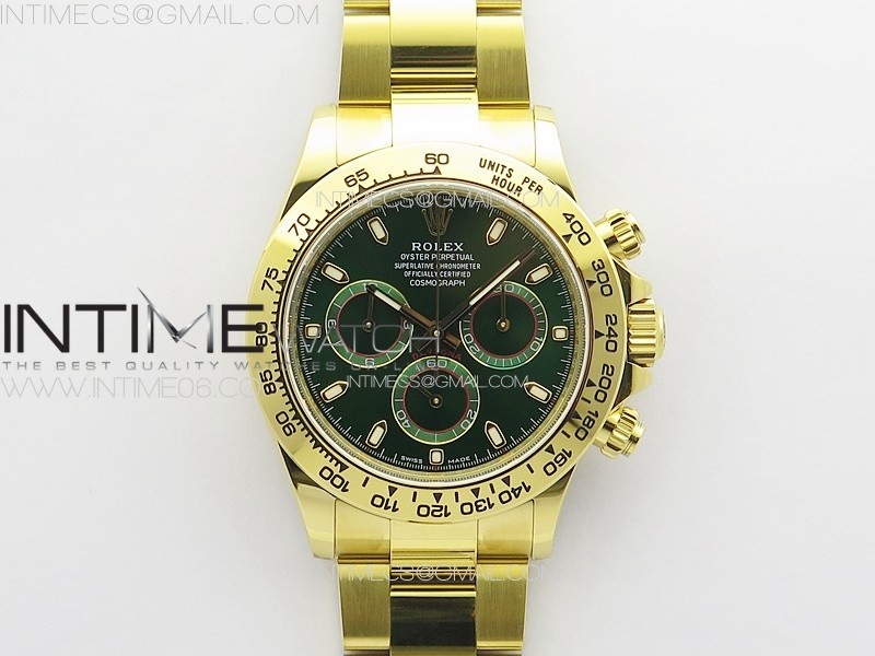 Daytona 116508 YG BTF 11 Best Edition 904L SS Case and Bracelet Green Sticks Dial SA4130