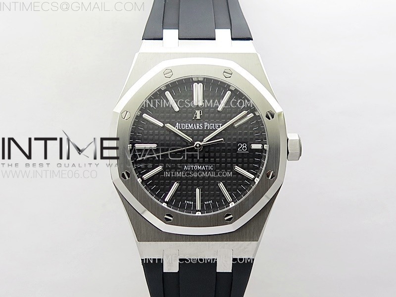 Royal Oak 41mm 15400 SS APSF 11 Best Edition Black Textured Dial on Black Rubber Strap SA3120 Super Clone V3