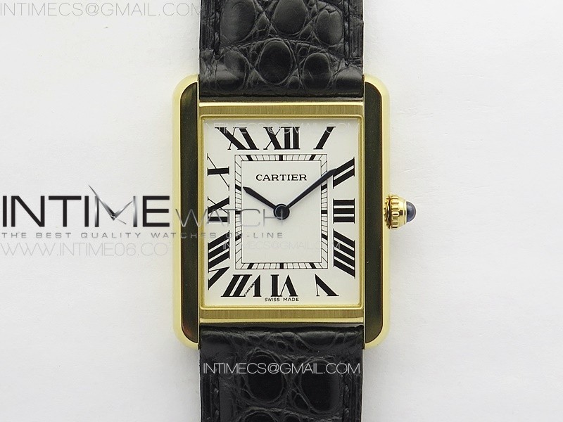 TANK SOLO LADIES 28MM YG K11F 11 BEST EDITION WHITE DIAL ON BLACK COROC LEATHER STRAP RONDA QUARTZ