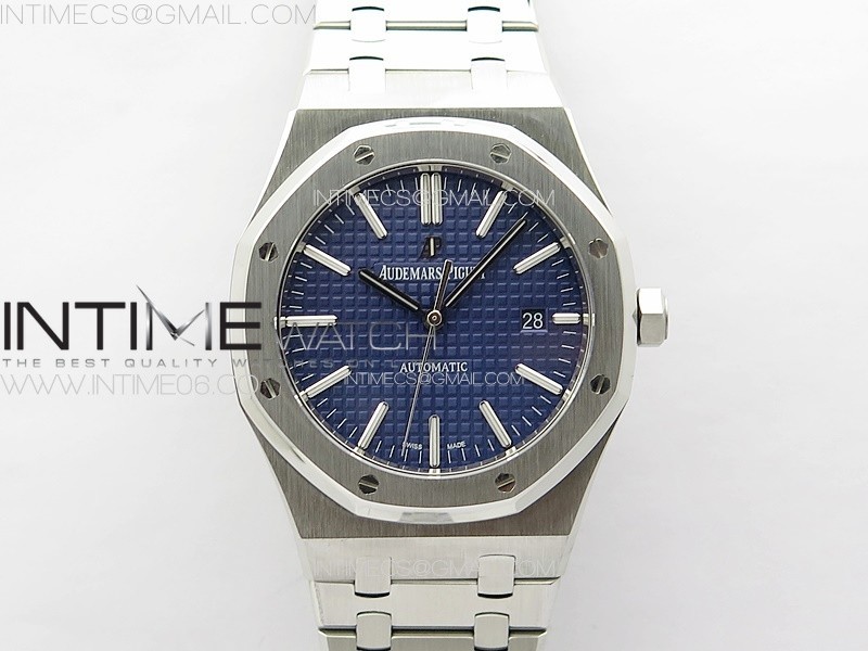 Royal Oak 41mm Frosted SS APSF 1:1 Best Edition Blue Textured Dial on SS Bracelet SA3120 Super Clone