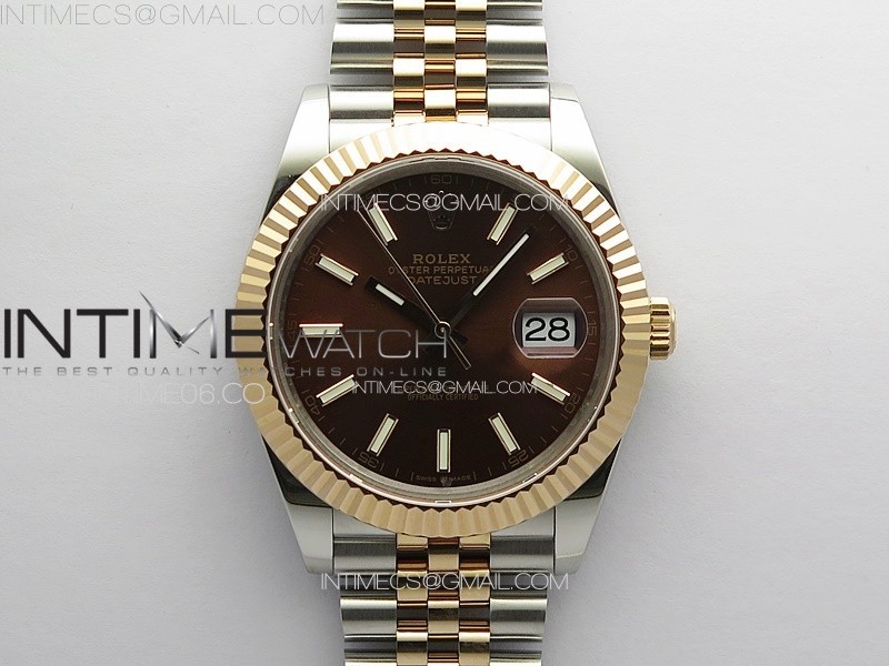 DateJust 41 126331 904L SSRG GMF 11 Best Edition Rrown Dial Sticks Markers On Jubilee Bracelet VR3235