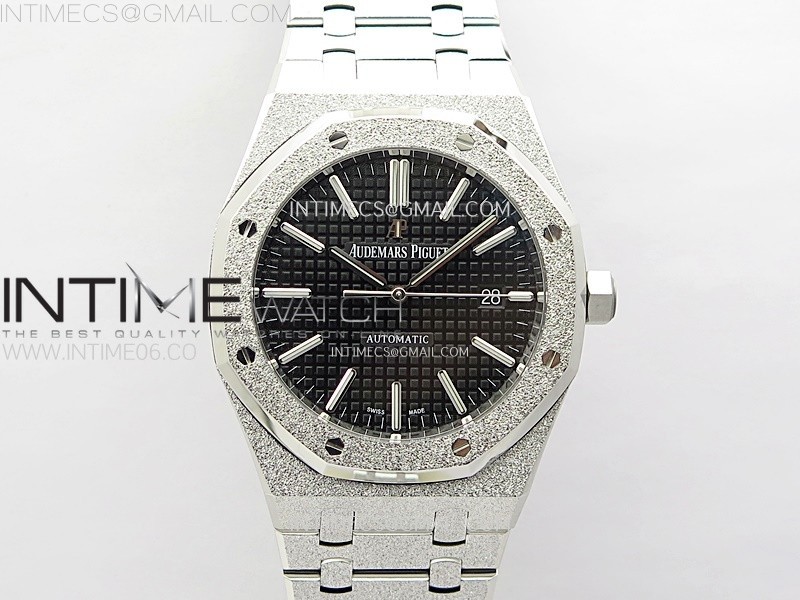 Royal Oak 41mm 15410 Frosted SS APSF 11 Best Edition Black Textured Dial on SS Bracelet SA3120 Super Clone