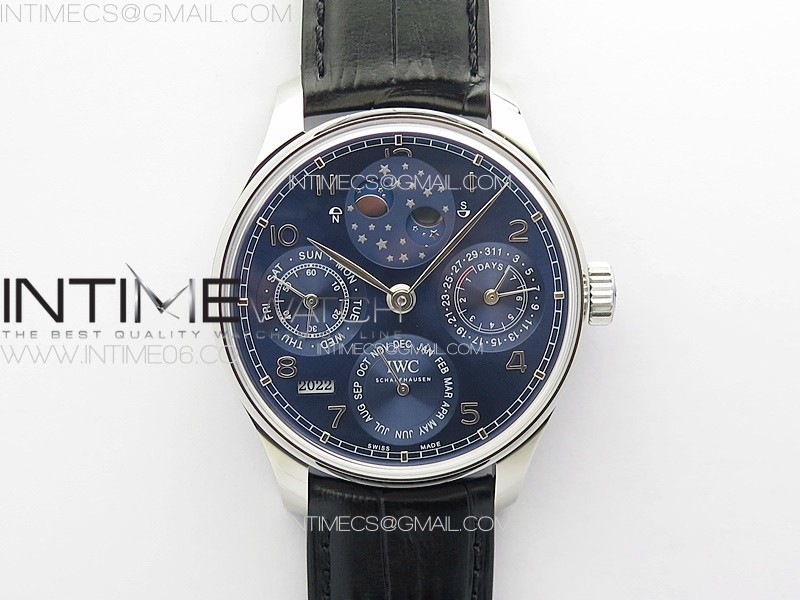 Portuguese IW503401 Real PR SS APSF 11 Best Edition Blue Dial On Black Leather Strap A52610