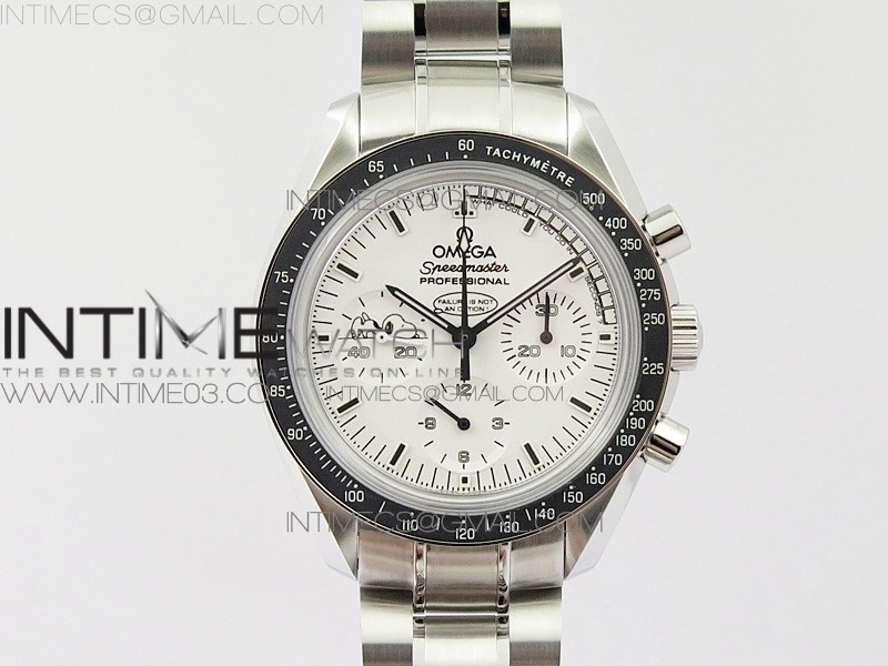 Speedmaster SS Snoopy OMF Best Edition White Dial on SS Bracelet Manual Winding Chrono Movement