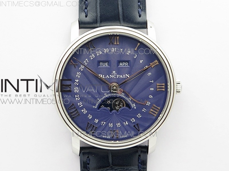 Villeret 6654 SS Complicated Function OMF 11 Best Edition Blue Dial on Blue Leather Strap A6654 V3