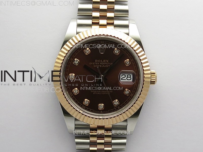 DateJust 41 126331 904L SSRG GMF 11 Best Edition Rrown Dial Crystals Markers On Jubilee Bracelet VR3235