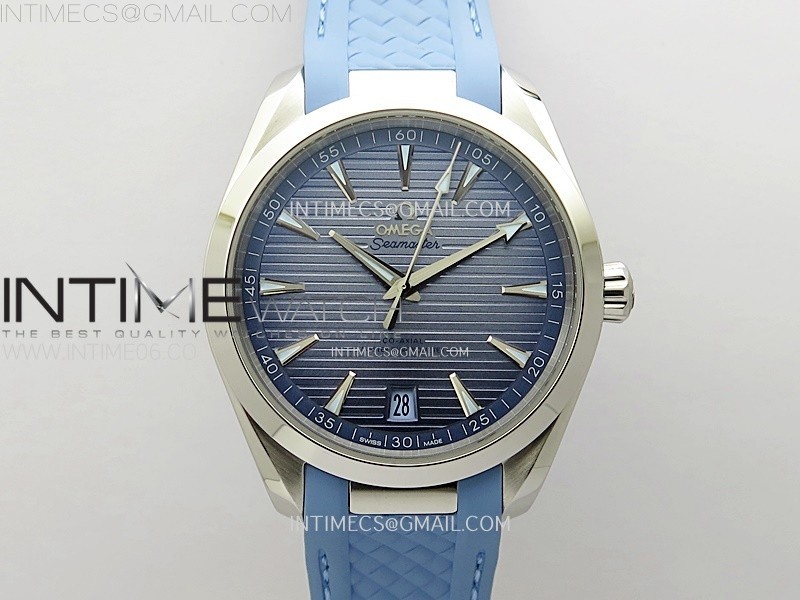 AQUA TERRA 41MM VSF 11 BEST EDITION SUMMER BLUE DIAL ON BLUE RUBBER STRAP A8900 SUPER CLONE