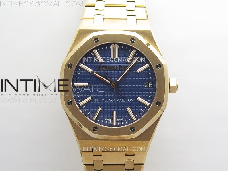 Royal Oak 41mm 15510 50th Anniversary RG APSF 11 Best Edition Blue Dial on RG Bracelet SA4302 Super Clone