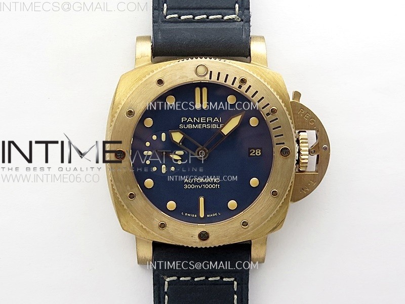 PAM1074 W Bronzo VSF 11 Best Edition Blue Dial on Blue Calfskin Strap P.900 Clone