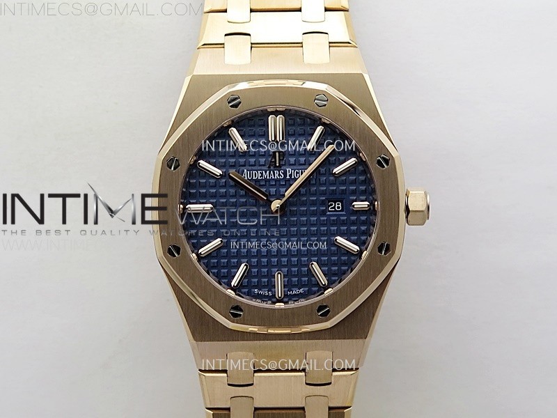 Lady Royal Oak 33mm 67651 RG ZF 11 Best Edition Blue Textured Dial on RG Bracelet RONDA Quartz