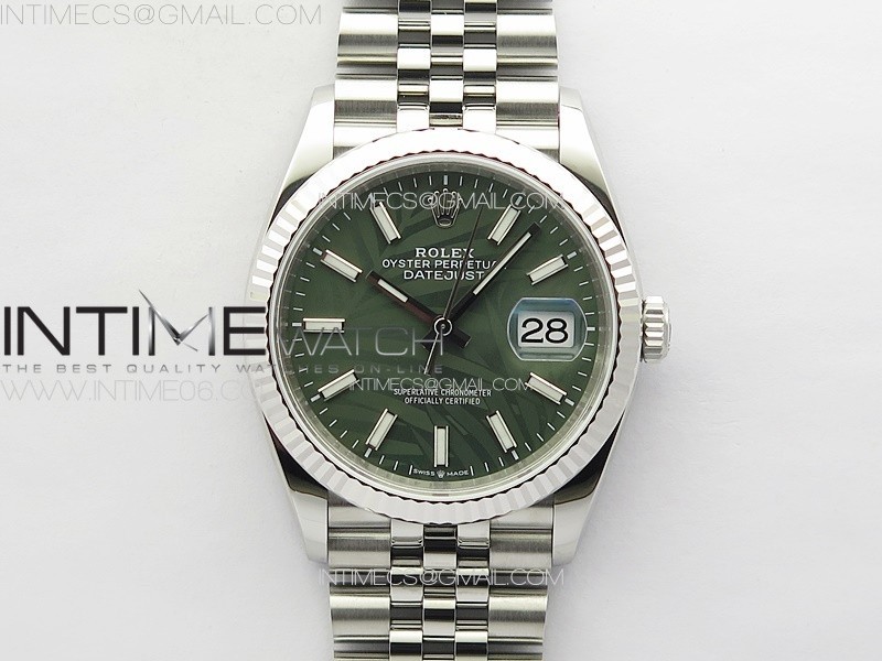 DateJust 36 SS 126234 VSF 11 Best Edition 904L Steel Green Fluted Dial on Jubilee Bracelet VS3235