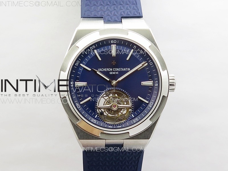 Overseas Tourbillon SS BBR Best Edition Blue Dial on Blue Rubber Strap