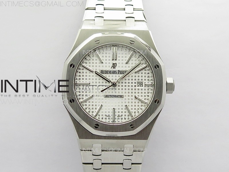 Royal Oak 41mm 15400 SS APSF 11 Best Edition Silver Textured Dial on SS Bracelet A3120 Super Clone V3