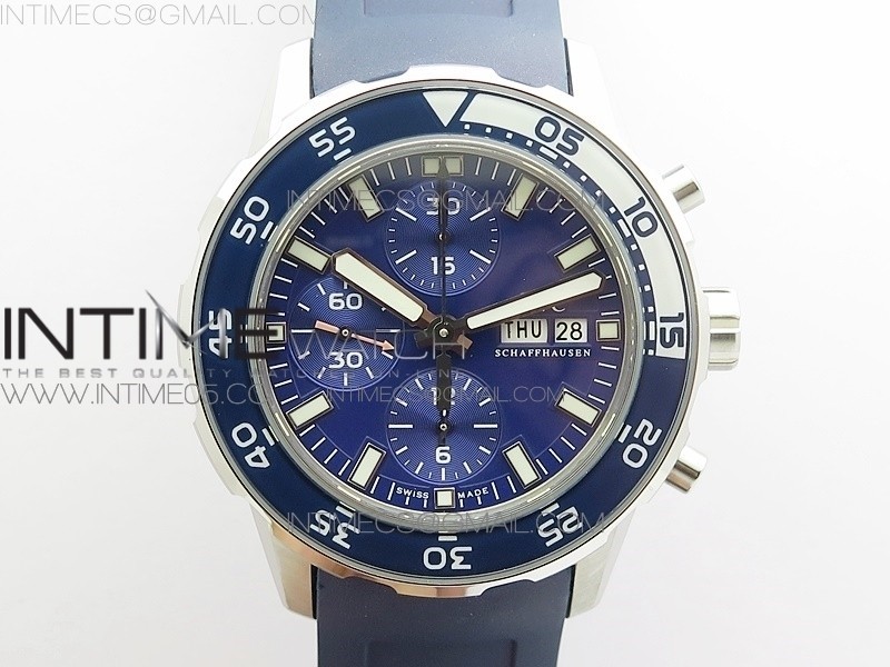 AQUATIMER CHRONO SS BLS BEST EDITION BLUE DIAL ON BLUE RUBBER STRAP A7750