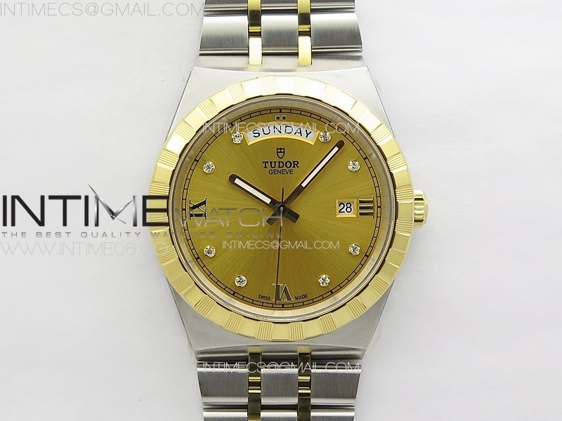 PRINCE BAY 41MM SSYG V7F 11 BEST EDITION GOLD DIAL DIAMONDS MARKERS ON SS BRACELET A2824