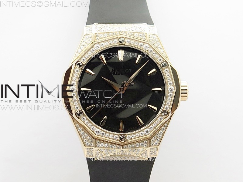 Classic Fusion Orlinski RG APSF 1:1 Best Edtion Black Faceted Dial Diamonds Bezel on Black Rubber Strap A2892