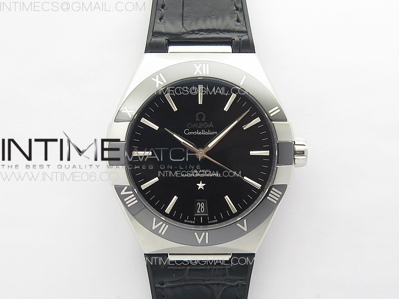 Constellation 41mm SSBlack Ceramic Bezel VSF 11 Best Edition Black Dial on Black Gummy Strap A8900