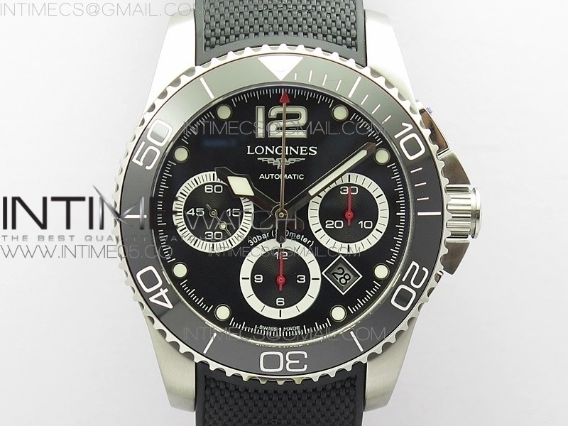 CONQUEST REAL CERAMIC BEZEL SS ACF 11 BEST EDITION BLACK DIAL ON BLACK RUBBER STRAP A7750