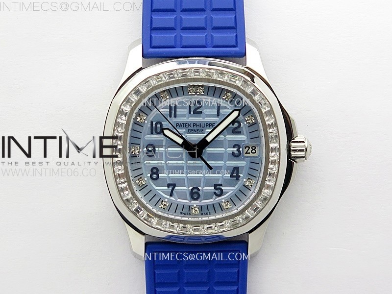 AQUANAUT 5072 SS PPF 11 BEST EDITION ICE BLUE MOP TEXTURED DIAL ON BLUE RUBBER STRAP SUPER CLONE CAL.26-330CS