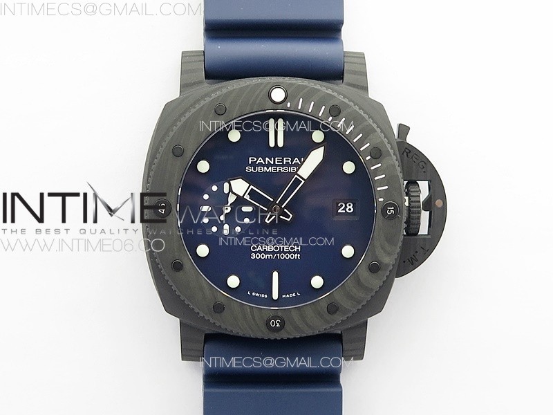 PAM 1232 Carbotech 44mm VSF Best Edition Blue Dial Blue Markers on Blue Rubber Strap P.9010 Clone