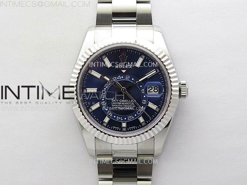 Sky-Dweller 326934 904L SS ZF 11 Best Edition Blue Dial on SS Bracelet Asian 2824