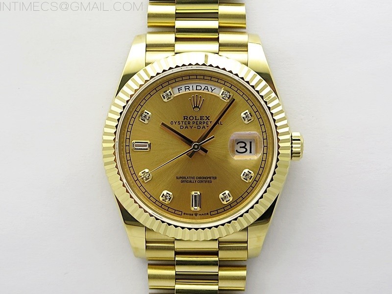 Day Date 40mm 228238 Gain Weight YGtungsten APSF 11 Best Edition Gold Dial Crystals Markers on YG President Bracelet A2836