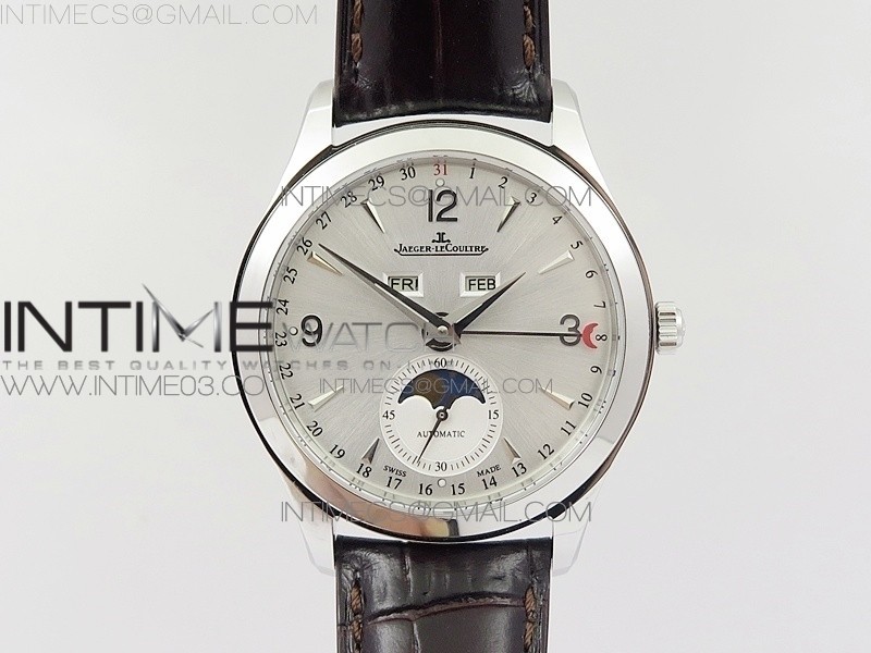 MASTER CALENDAR MOONPHASE SS OMF 11 BEST EDITION SILVER DIAL ON BLACK LEATHER STRAP A8661