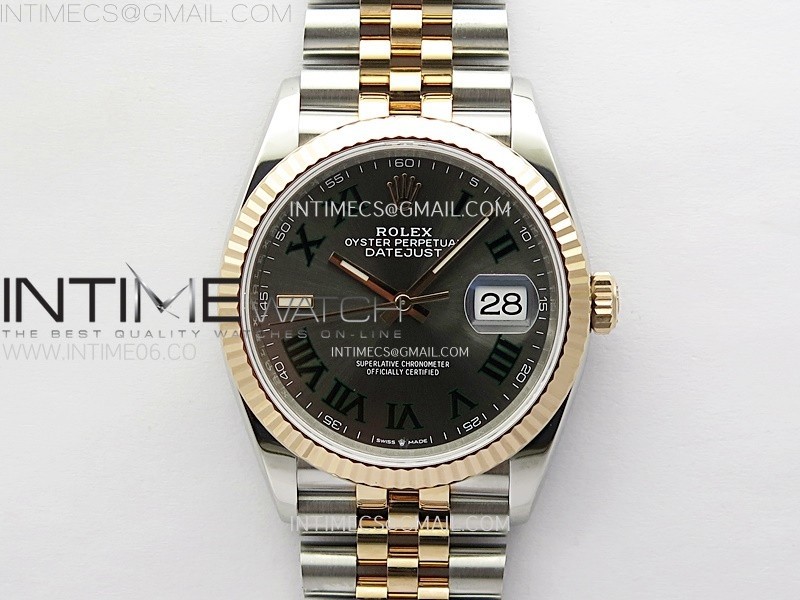 DateJust 36 SS 126231 904L SSRG VSF 11 Best Edition Gray Dial Roman Markers on Jubilee Bracelet VS3235