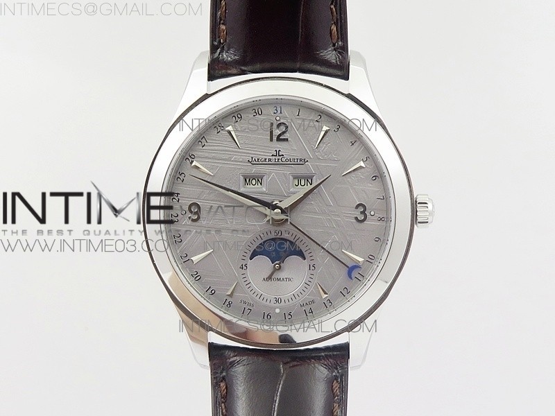 MASTER CALENDAR MOONPHASE SS OMF 11 BEST EDITION GRAY DIAL ON BROWN LEATHER STRAP A8661