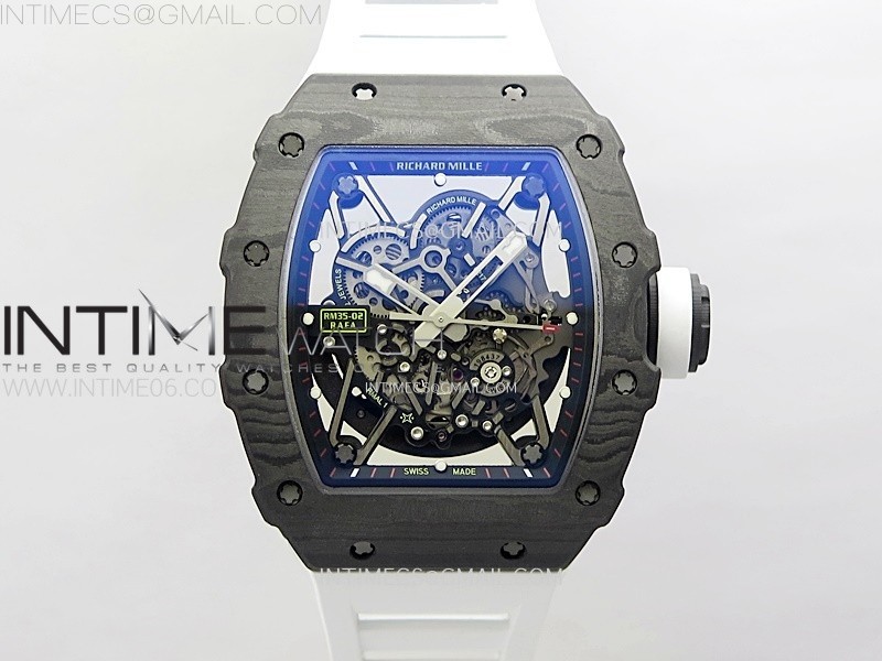 RM035-02 Real NTPT ZF All in one movement 11 Best Edition Skeleton Dial on White Rubber Strap V5