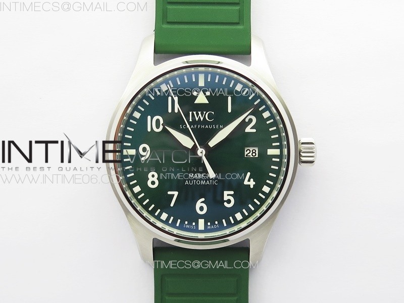 MARK XX IW328205 SS M+F 11 BEST EDITION GREEN DIAL ON GREEN RUBBER STRAP MIYOTA 9015 (FREE LEATHER STRAPS)