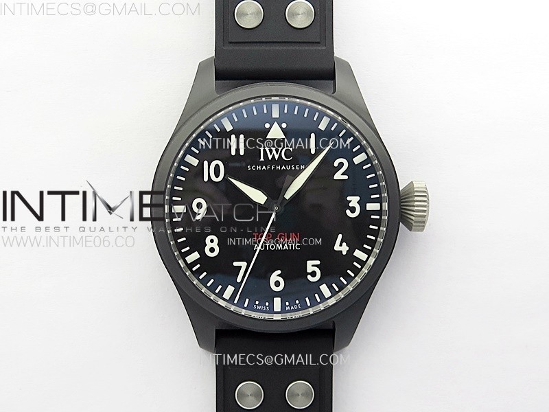 BIG PILOT IW329801 REAL CERAMIC M+F 11 BEST EDITION BLACK DIAL ON BLACK RUBBER STRAP SEIKO 8N-24