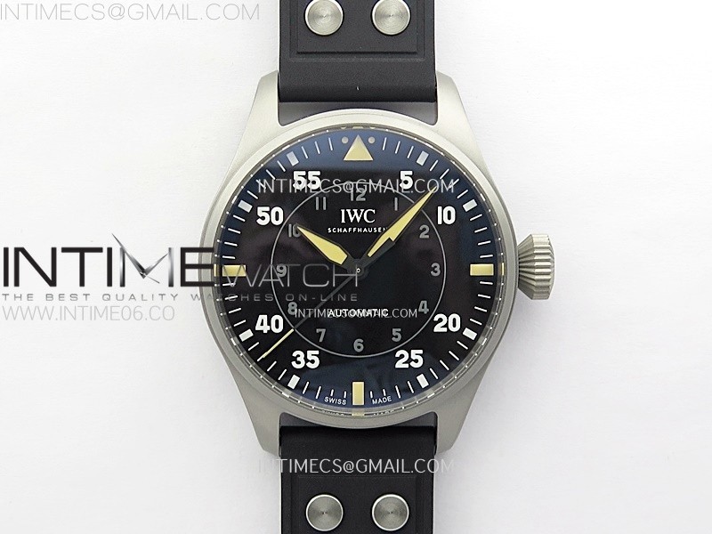 BIG PILOT IW329701 SS M+F 11 BEST EDITION BLACK DIAL ON BLACK RUBBER STRAP SEIKO 8N-24