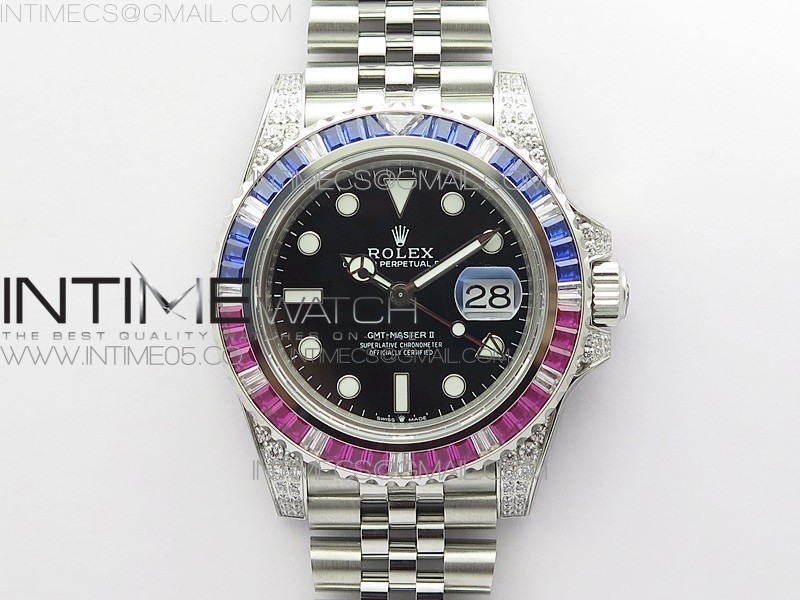 GMT-Master II RedBlue Diamonds Bezel 904L Steel GMF Best Edition SA3285 CHS V3