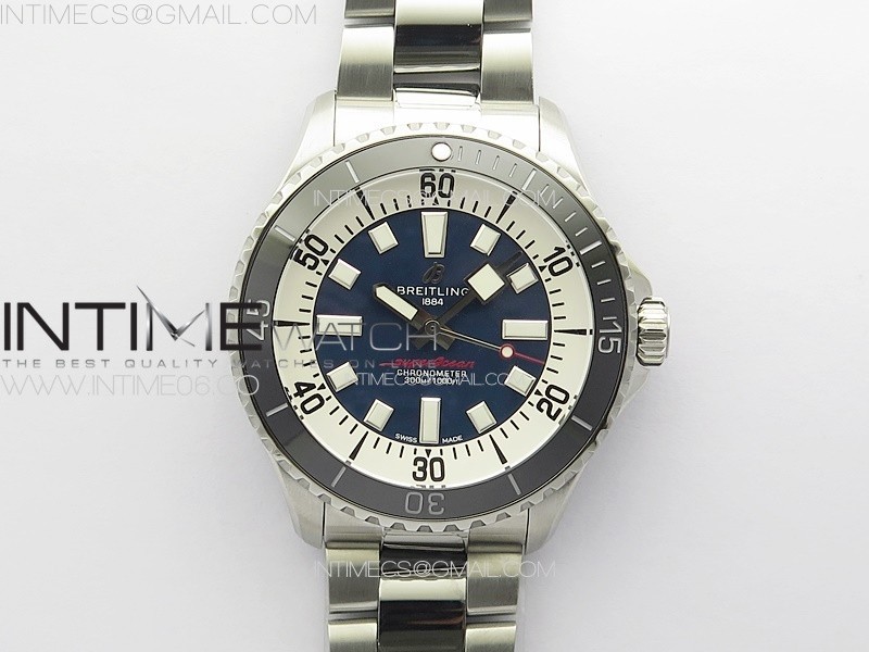 SUPEROCEAN AUTOMATIC 44 BLACK CERAMIC BEZEL TF 11 BEST EDITION BLUE DIAL ON SS BRACELET A2824