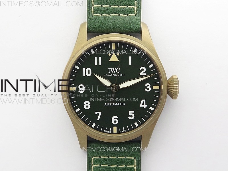 BIG PILOT IW329702 BRONZO B12 BEST EDITION GREEN DIAL ON BROWN LEATHER STRAP A2824