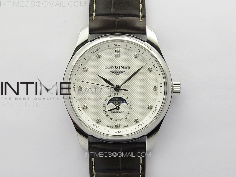 MASTER MOONPHASE SS APSF 11 BEST EDITION WHITE DIAMONDS DIAL ON BROWN LEATHER STRAP AL899