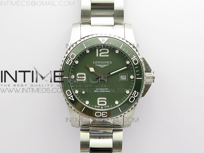 CONQUEST L3.840.4.56.6 REAL CERAMIC BEZEL SS ZF 11 BEST EDITION GREEN DIAL ON SS BRACELET A2824